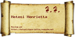 Hetesi Henrietta névjegykártya